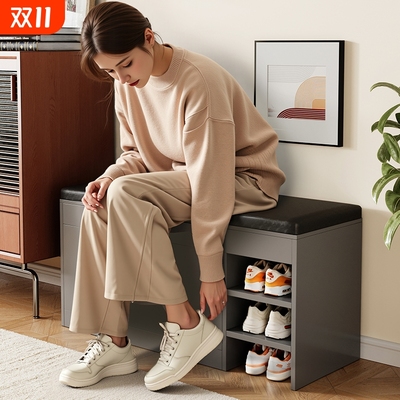 实木换鞋凳家用门口可坐鞋柜坐凳一体入门鞋架穿鞋凳进门长条凳子