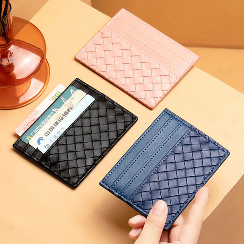 编织纹超薄卡包女一片式简约迷你银行信用卡夹男个性证件门禁卡套