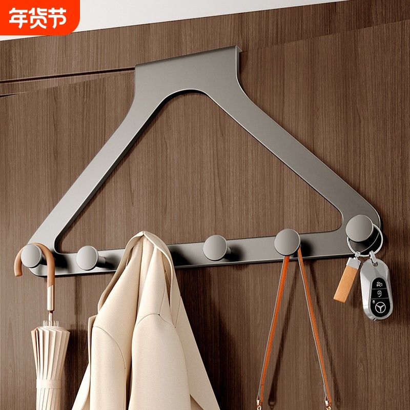 门后挂钩挂衣架免打孔置物架卧室上衣服挂衣钩门口背挂架玄关收纳