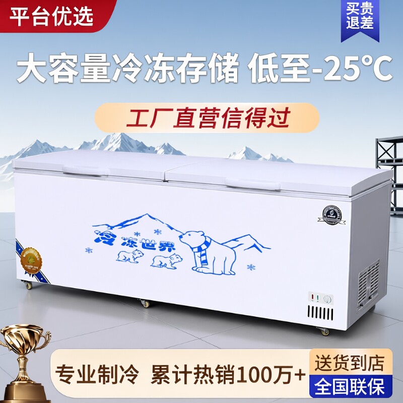 冰柜冰箱商用冷冻大容量冷藏卧式双温冷柜展示柜双门大型保鲜铜管