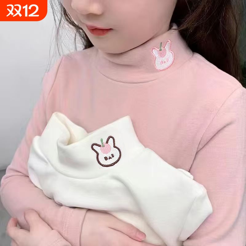 儿童德绒长袖半高领打底衫