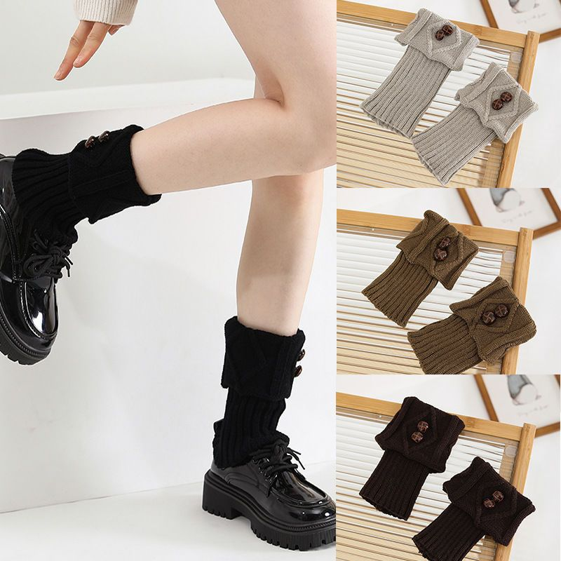 秋冬时尚女针织袜套毛线百搭保暖腿套护脚踝短脚套韩版宽松堆堆袜