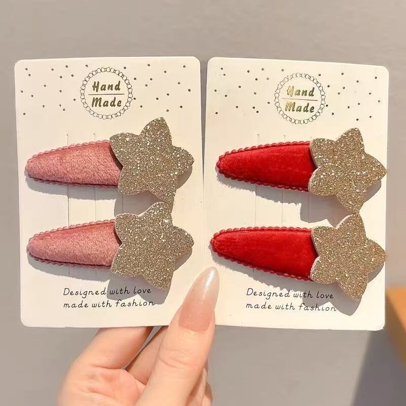 韩版发卡儿童发饰圣诞发夹女童BB夹丝绒公主对夹刘海新年头饰紫色