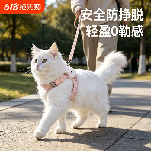 猫狗牵引绳可调节遛猫绳子