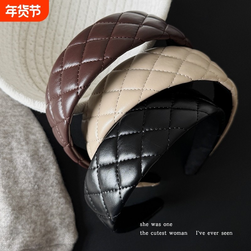 钟楚曦同款菱格高颅顶发箍女款时尚百搭宽边头箍头饰外戴发卡头窟