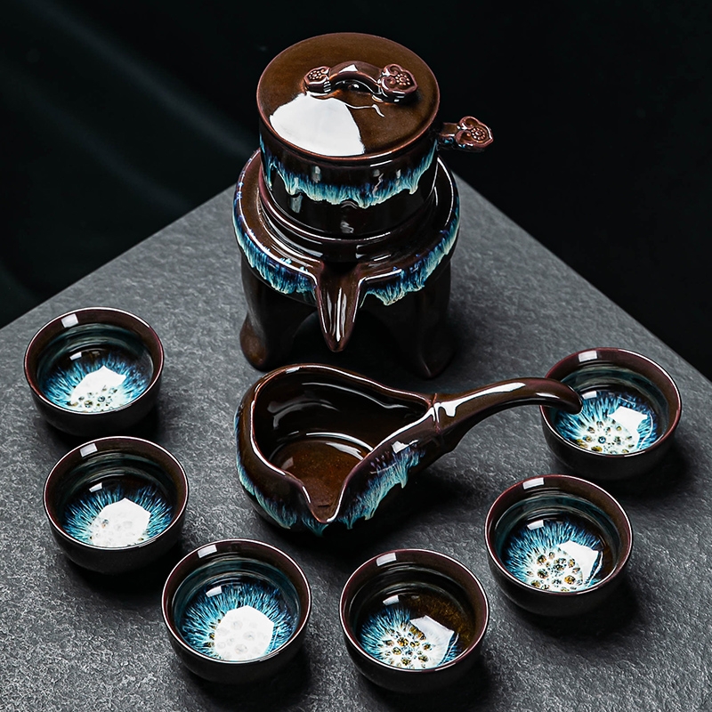 紫砂懒人整套自动茶具套装家用功夫茶杯石磨茶壶泡茶神器客厅12