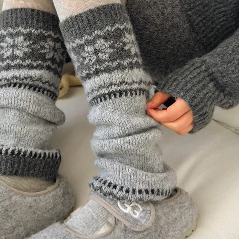 费尔岛羊毛袜套堆堆袜子女款冬季灰色百搭显瘦保暖加厚雪地靴腿套,女士内衣/男士内衣/家居服,中筒袜,淘宝优惠券,粉丝福利购,淘宝优惠卷