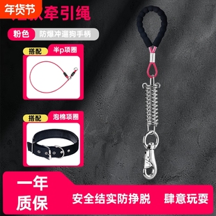 狗狗牵引绳狗项圈短款防缠绕牵狗绳大型犬训犬遛狗手柄狗链p绳p链