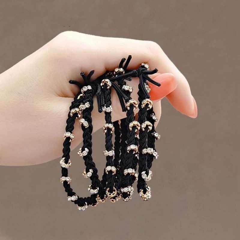 头绳 女轻奢简约气质 水钻皮圈高弹力耐用发绳高马尾扎头发橡皮筋