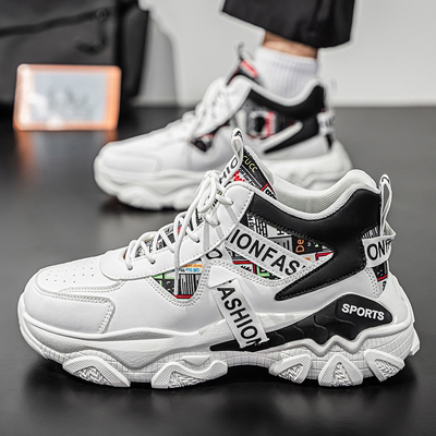 男鞋2025新款秋季潮牌时尚百搭休闲运动鞋青少年防滑增高老爹潮鞋