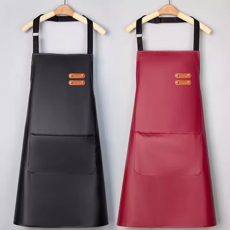 2026防水新款围裙厨房男女软皮防油皮革护衣围腰时尚PU罩衣厨师
