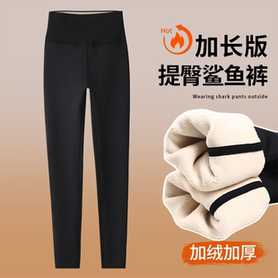薄款 高个子加长鲨鱼裤 高腰瑜伽裤 加绒加厚鲨鱼皮打底裤 女外穿冬季