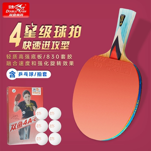 雙魚4A乒乓球拍加強(qiáng)版 四星直拍 套裝 兒童初學(xué)者學(xué)生兵乓球拍禮盒裝