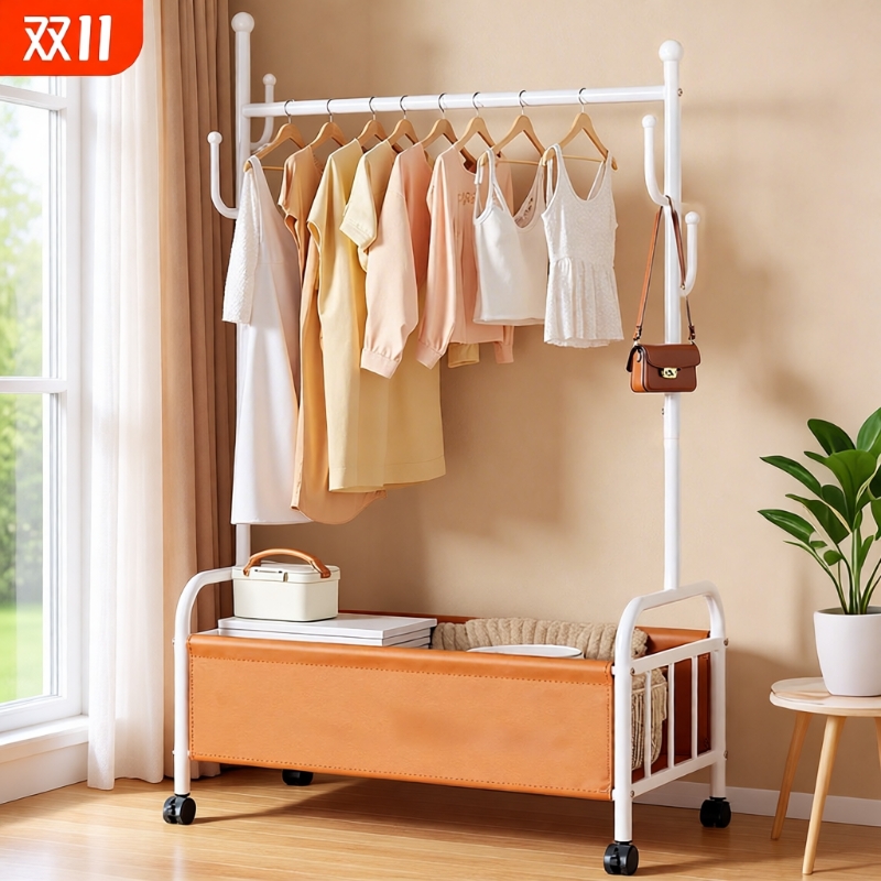 简易挂衣架落地卧室家用阳台衣帽架室内晾衣架加粗宿舍衣架子挂杆