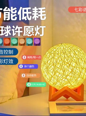 日用家电藤球网红智能语音小夜灯暖光客厅卧室台灯生日礼物TQ5
