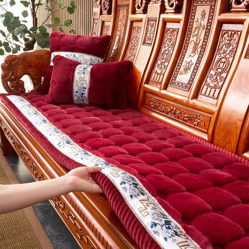 新中式红木兔毛绒沙发垫冬季毛绒椅垫实木椅子座垫防滑实木沙发垫,居家布艺,沙发垫,淘宝优惠券,粉丝福利购,淘宝优惠卷