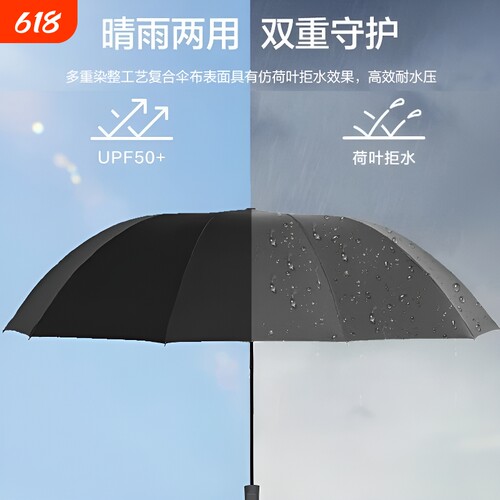 晴雨两用折叠伞UPF50+防晒拒水