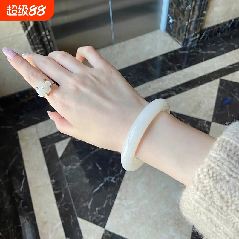 【无瑕疵】纯天然羊脂白玉玉镯