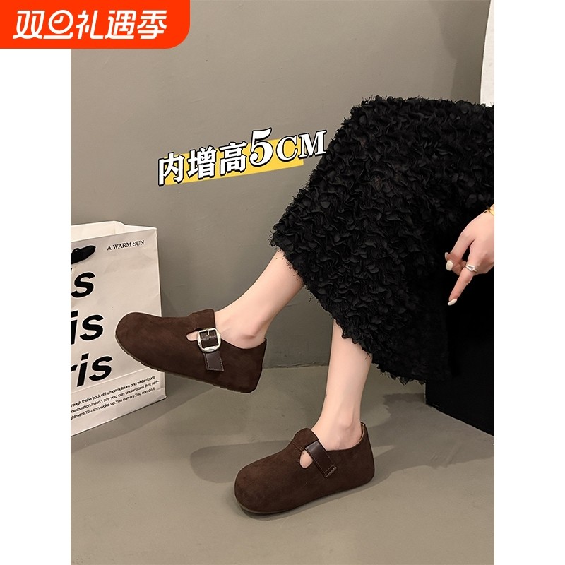 内增高厚底勃肯鞋女2025秋季新款一脚蹬豆豆鞋博肯单鞋乐福鞋鞋子