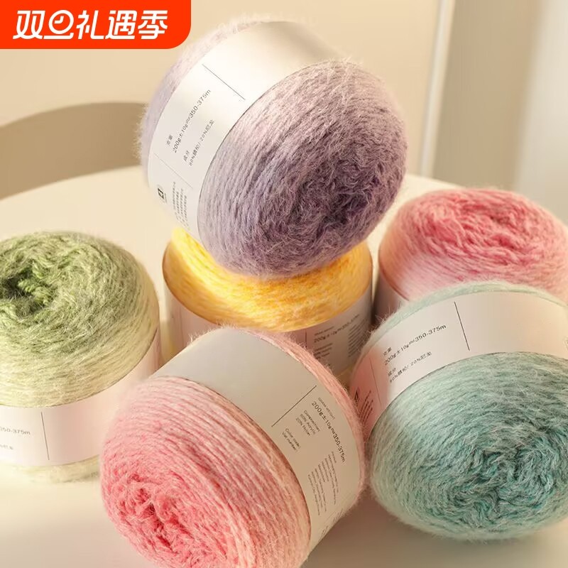 玫瑰花花束毯子diy手工编织渐变毛线材料包毛线团长绒礼物芝士