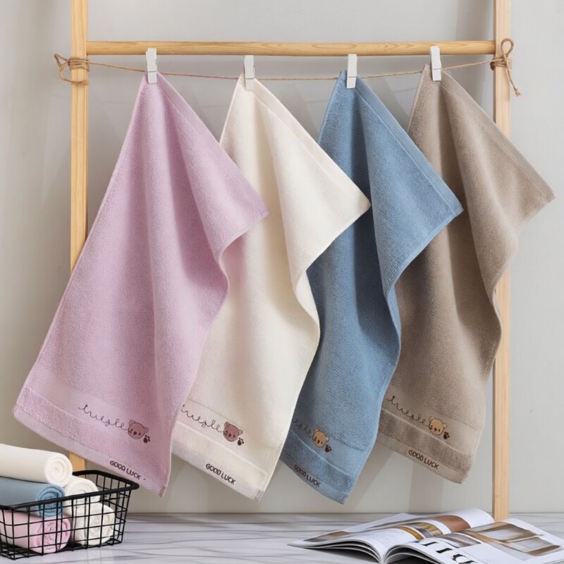 洗脸毛巾纯棉家用不掉毛吸水柔软少儿加厚竹纤维小方巾布专用速干