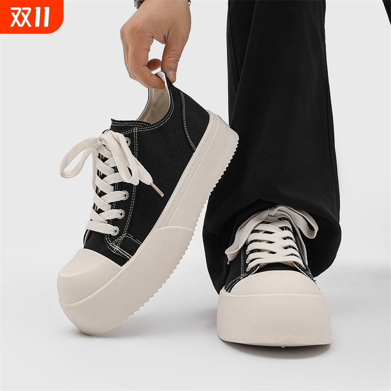 朱正廷王琳凯大头板鞋高街厚底皮鞋休闲德比鞋潮黑色男子女鞋秋季