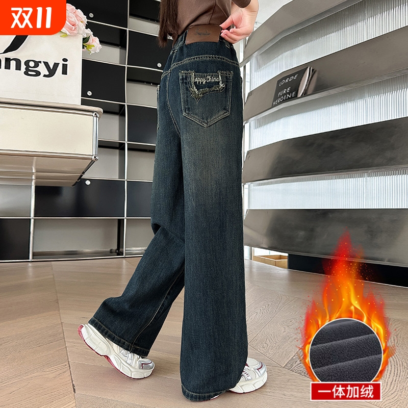 女童加绒直筒牛仔裤|125人收藏