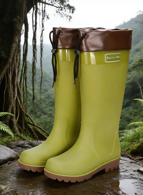 高筒雨鞋雨靴水鞋雨林徒步女士加绒成人外穿防水户外水靴防滑耐磨