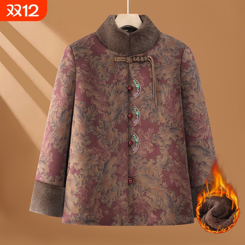 奶奶冬装加绒加厚保暖棉衣外套