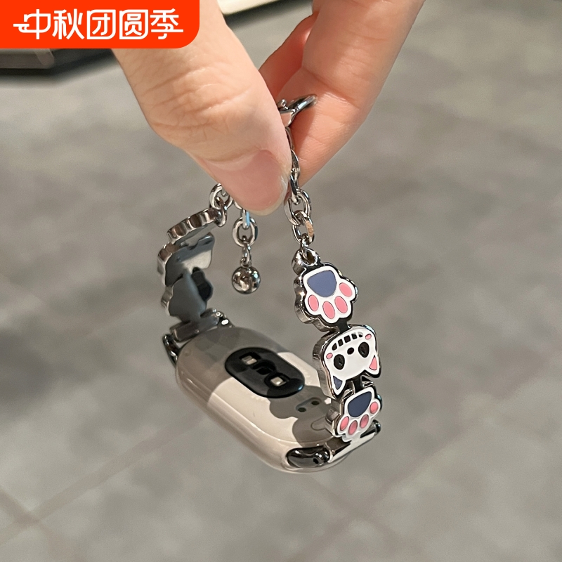小黑猫适用小米手环10表带新款9/8金属不锈钢猫爪弯片链式10陶瓷版腕带通用NFC夏季智能运动手链手腕带黑色