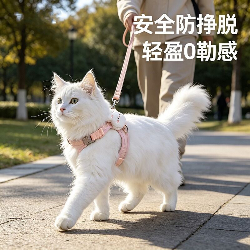 猫狗牵引绳可调节遛猫绳子图片