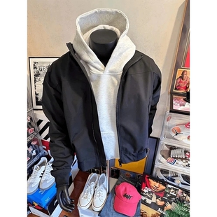 白灰色卫衣男秋冬加绒cleanfit美式高街连帽外套休闲内搭帽衫男款