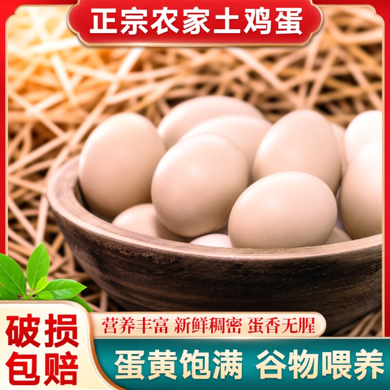 农村山林散养土鸡蛋新鲜现捡现发笨鸡蛋农家散养柴鸡蛋林间鸡蛋