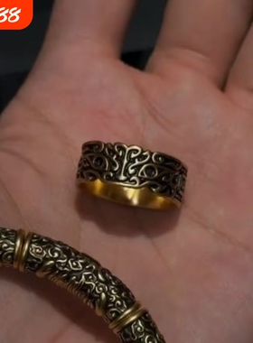 轻奢黑金饕餮戒指饕餮合集中式霸气时尚百搭复古男士手链礼物配饰