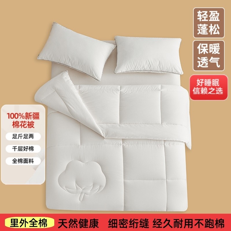 A类里外全棉棉花被新疆棉被子春秋被冬被加厚保暖单双人棉被被芯