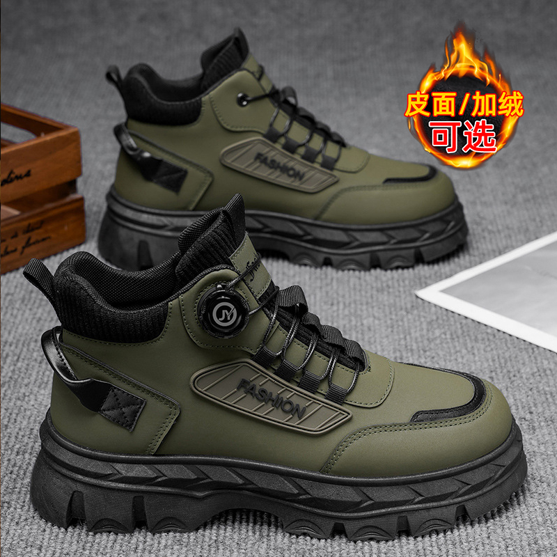 回力男鞋子马丁靴男士工装靴子冬季保暖棉鞋加绒高帮鞋男2025新款