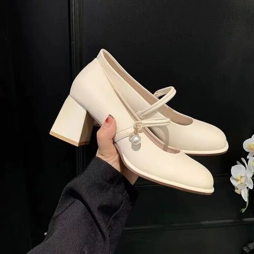 意尔康心选旗袍鞋子玛丽珍单鞋女2026新款仙女粗跟高跟鞋软皮晚晚
