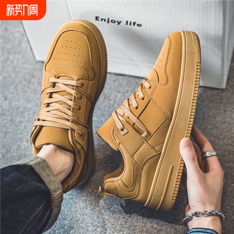 莆田男鞋2026新款春季百搭休闲板鞋厚底增高工作运动潮鞋潮流黑色