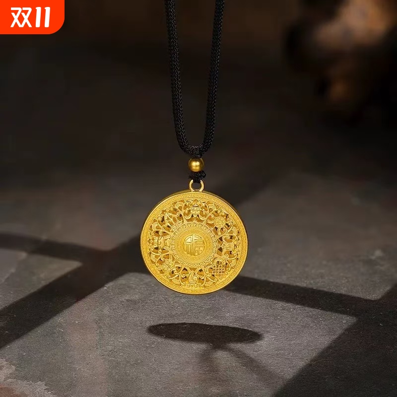 越南沙金八宝罗盘吊坠仿真黄金色项链编织绳长款葫芦貔貅手链戒指