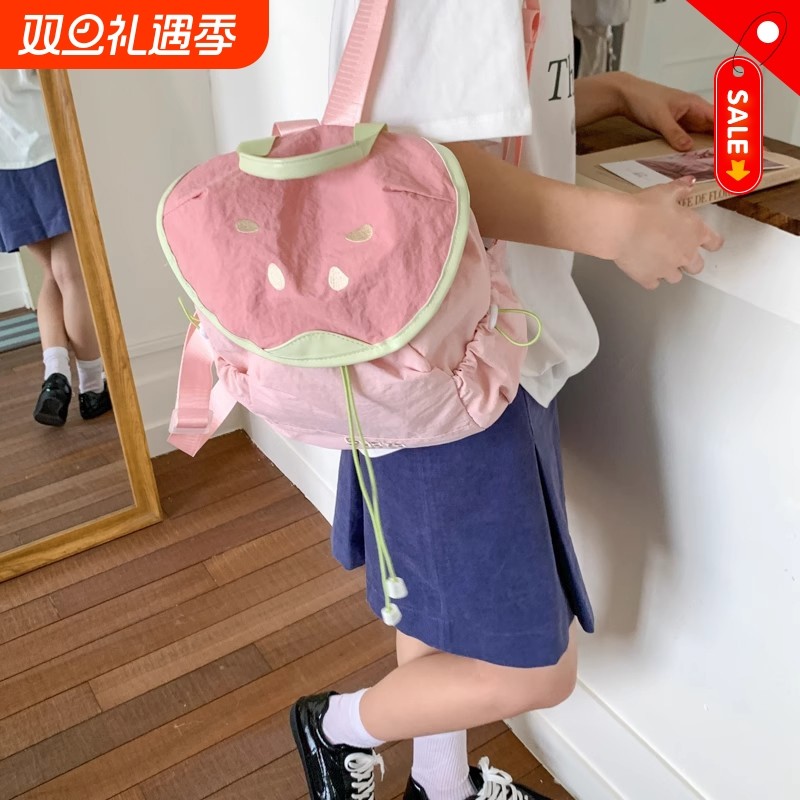 多巴胺双肩包通勤包女2025新款夏天学生党帆布包小背包粉色绿色