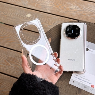 适用华为MATEX6 MATEX5 X3折叠屏透明磁吸中轴壳荣耀MAGICV3超薄XFLOD3高透后壳三星ZFOLD6 W25 W24 手机壳