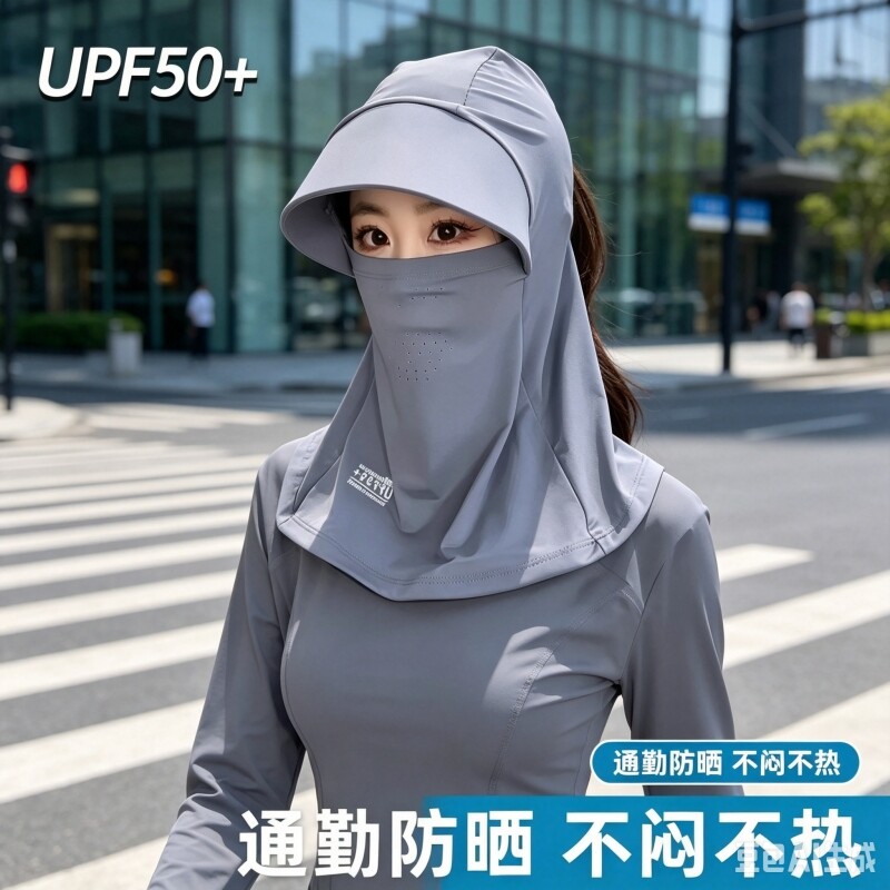 全脸防晒面罩女夏季2026新款遮阳防紫外线骑行护颈一体防晒帽海边图片