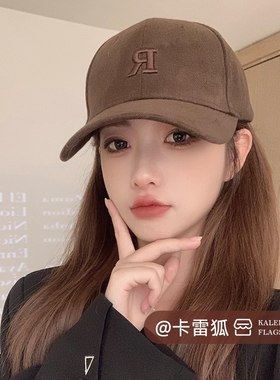 2025新款棒球帽女r磨毛春秋鸭舌帽子硬顶大头围显脸小圆脸宽帽檐