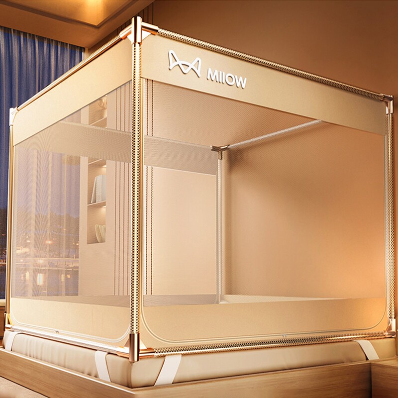 猫人防摔蚊帐家用2026新款卧室婴儿童防掉床蒙古包免安装纹账超大