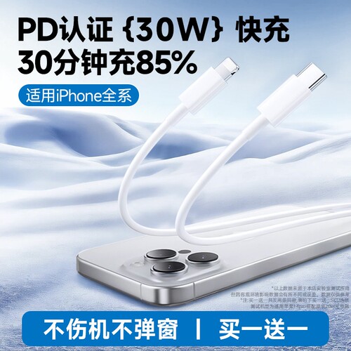 弎希适用苹果全系PD30W快充线