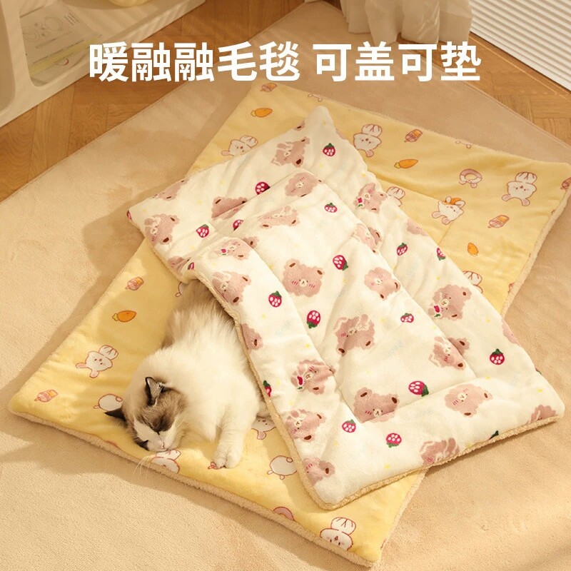 猫窝冬季保暖冬加厚猫垫子狗狗睡垫猫床狗床冬天睡觉用毛毯狗垫子
