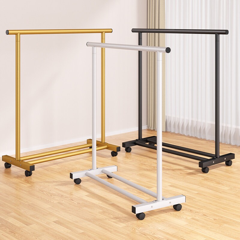 衣帽架落地可移动挂衣架卧室衣服收纳凉衣杆晾衣架子晾晒双杆客厅