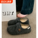 厚底灰色加绒豆豆勃肯鞋女毛毛鞋2025新款秋冬季鞋子保暖乐福棉鞋