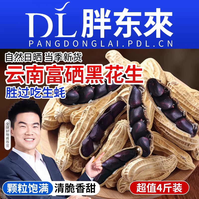 云南黑花生富硒特产黑花生新货带壳紫衣花生晒干黑皮衣养胃生花生