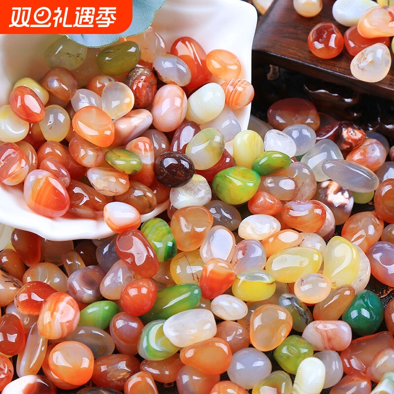 鱼缸造景天然雨花石多肉铺面彩色石子七彩小石头五彩石装饰鹅软石